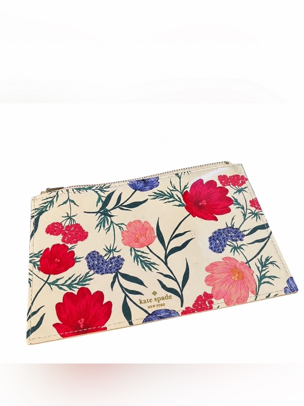 kate spade Floral Zip Pouch in Cream, Pink, Red, Blue